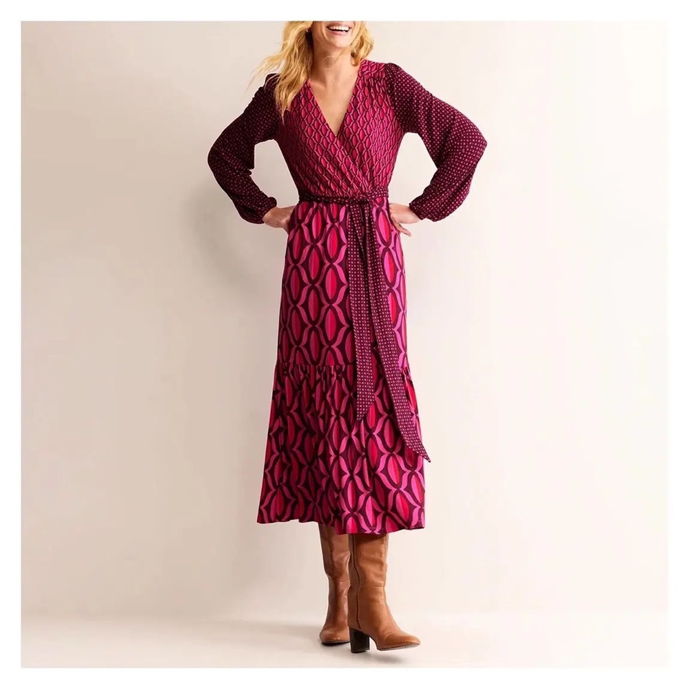 Boden Pink Jersey maxi Wrap Dress - US 16/18